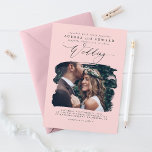 Pink Modern Stylish Boho Wedding Photo Uitnodiging<br><div class="desc">Romantische moderne en minimale huwelijksfotouitnodigingen</div>