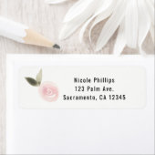 Pink Modern Waterverf Roos Floral Wedding Favor Etiket (Insitu)