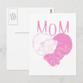 Pink MOM Heart Cats Briefkaart (Voorkant / Achterkant)