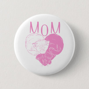 Pink MOM Heart Cats Ronde Button 5,7 Cm