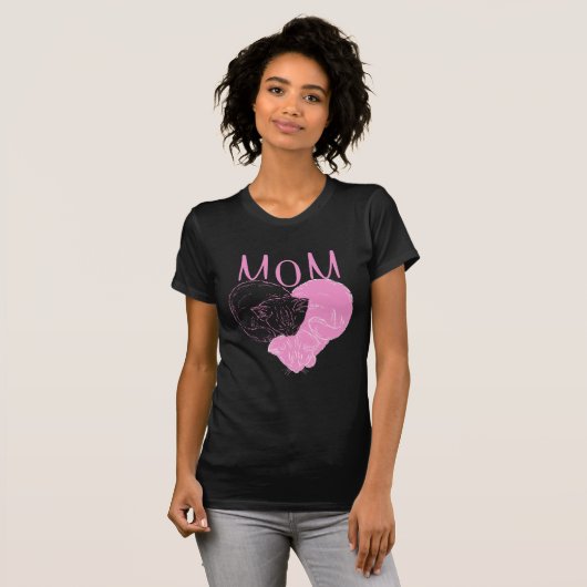 Pink MOM Heart Cats T-shirt (Voorkant volledig)
