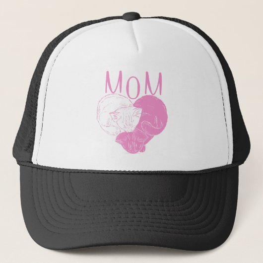 Pink MOM Heart Cats Trucker Pet (Voorkant)