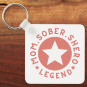 PINK Mom Shero Legend Moedergeschenk Sobriety Sleutelhanger (Voorkant)