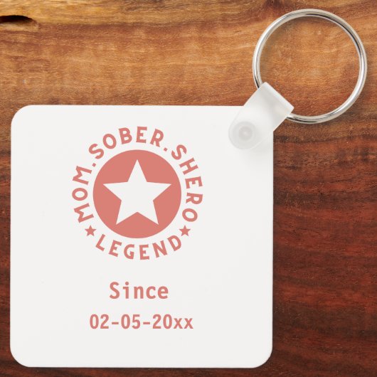 PINK Mom Shero Legend Moedergeschenk Sobriety Sleutelhanger (Achterkant)