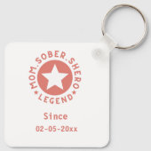 PINK Mom Shero Legend Moedergeschenk Sobriety Sleutelhanger (Achterkant)