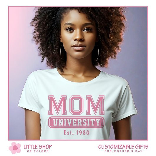Pink Mom University Typografie Moederdag Tri-Blend Shirt