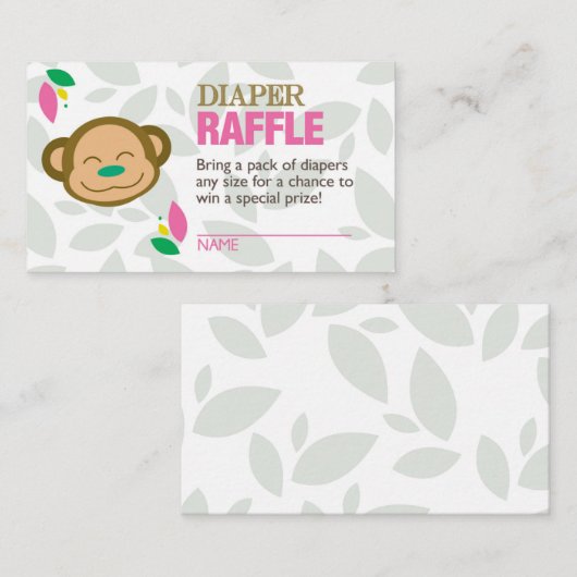 Pink Monkey Luier Raffle Ticket Informatiekaartje (Voorkant / Achterkant)