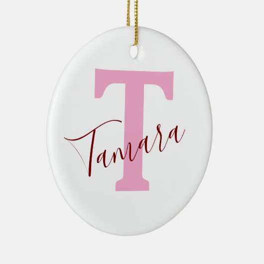 Pink Monogram Christmas Ornament | Custom Name (Rechts)