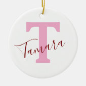 Pink Monogram Christmas Ornament | Custom Name (Voorkant)