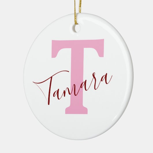 Pink Monogram Christmas Ornament | Custom Name (Links)