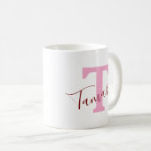Pink Monogram Coffee Mug | Custom Name Koffiemok (Voorkant rechts)