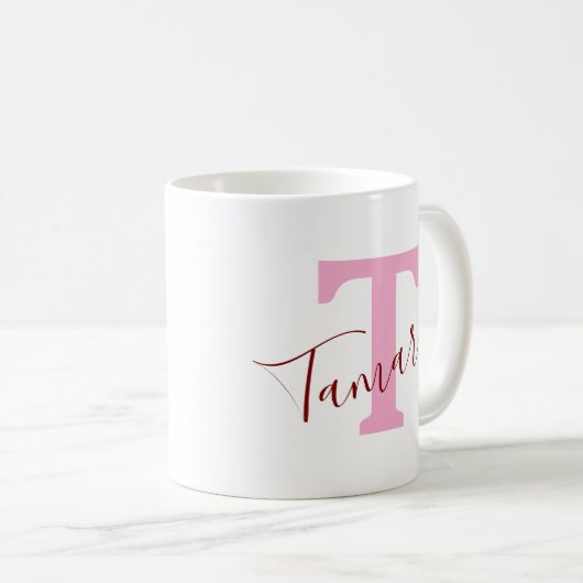 Pink Monogram Coffee Mug | Custom Name Koffiemok (Voorkant rechts)