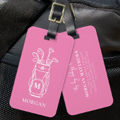 Pink Monogram Golf Bagagelabel