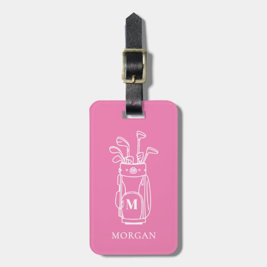Pink Monogram Golf Bagagelabel (Voorkant verticaal)
