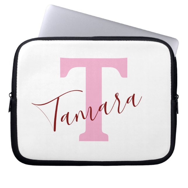 Pink Monogram Laptop Sleeve | Custom Name (Voorkant)