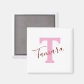 Pink Monogram Magnet | Custom Name (Voorkant / Achterkant)
