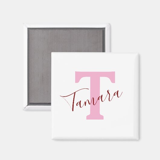 Pink Monogram Magnet | Custom Name (Voorkant / Achterkant)