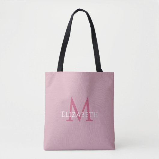 Pink Monogram Modern Name Initial Tote Tote Bag (Voorkant)