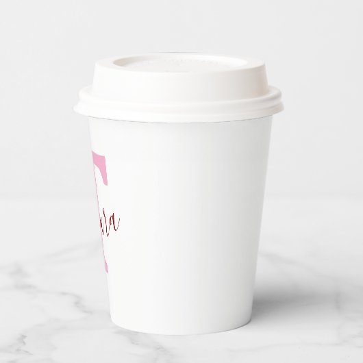 Pink Monogram Paper Cups | Custom Name Papieren Bekers (Links)