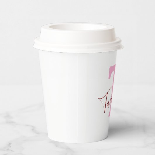 Pink Monogram Paper Cups | Custom Name Papieren Bekers (Rechts)