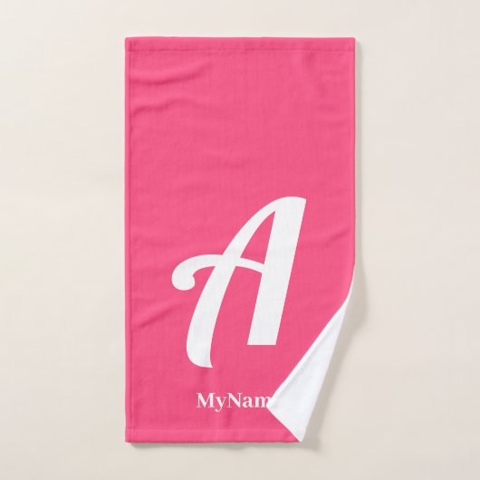 Pink Monogram with Name Bath Towel Set Bad Handdoek (Handdoek)
