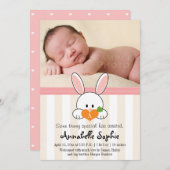 PINK MONOGRAMMED BUNNY RABBIT BIRTH ANNOUNCTION AANKONDIGING (Voorkant / Achterkant)