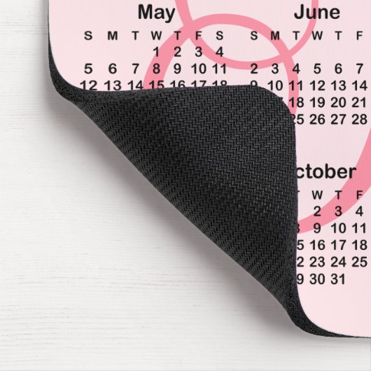 Pink Monogrammed Calendar Muismat (Hoek)