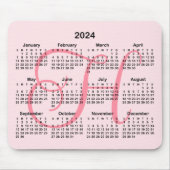 Pink Monogrammed Calendar Muismat (Voorkant)