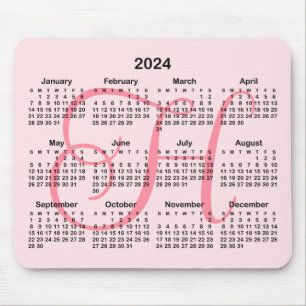 Pink Monogrammed Calendar Muismat
