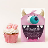 Pink Monster Girls Birthday Party Kaart