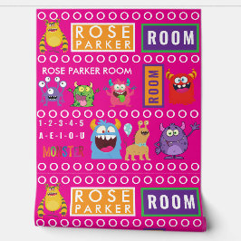 Pink Monster Kids' Rooms Child Name antistress Behang