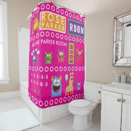 Pink Monster Kids' Rooms Child Name antistress Douchegordijn