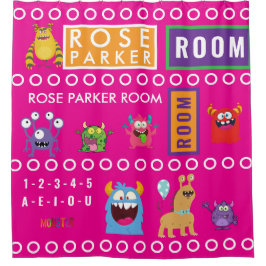 Pink Monster Kids' Rooms Child Name antistress Douchegordijn