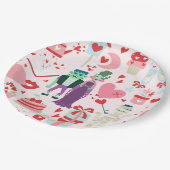 pink monster valentines bride frankenstein mummy papieren bordje (Gekanteld)