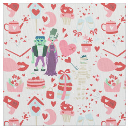 pink monster valentines bride frankenstein mummy stof