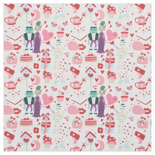 pink monster valentines bride frankenstein mummy stof (Swatch)