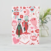 pink monster valentines vampire ghost kaart (Staand voorkant)