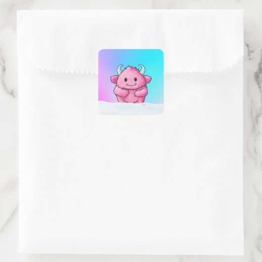 Pink Monster  Vierkante Sticker (Tas)
