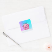 Pink Monster Vierkante Sticker (Envelop)