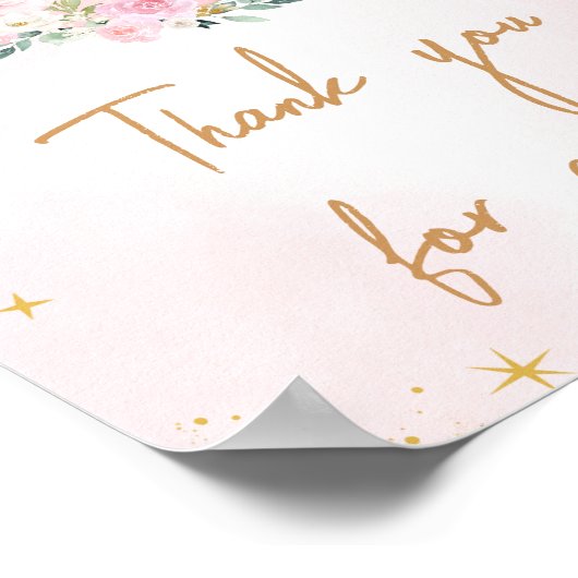 Pink Moon and Stars Baby Bedankt voor uw komst Poster (Hoek)