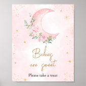 Pink Moon and Stars Baby shower Baby's zijn zoet Poster (Voorkant)