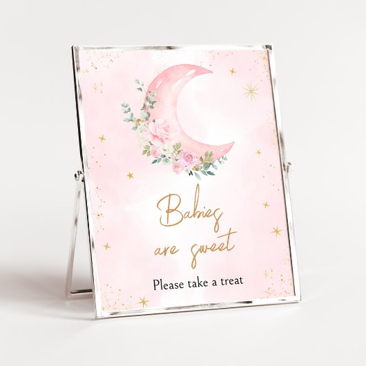 Pink Moon and Stars Baby shower Baby's zijn zoet Poster