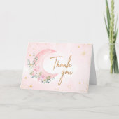 Pink Moon and Stars Baby shower Bedankkaart (Voorkant)