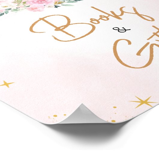 Pink Moon and Stars Baby shower boeken en geschenk Poster (Hoek)