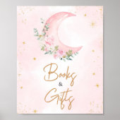 Pink Moon and Stars Baby shower boeken en geschenk Poster (Voorkant)