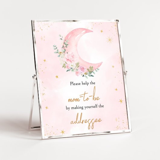 Pink Moon and Stars Baby shower Envelope Poster