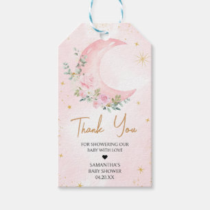Pink Moon and Stars Baby shower Favor Tags Cadeaulabel