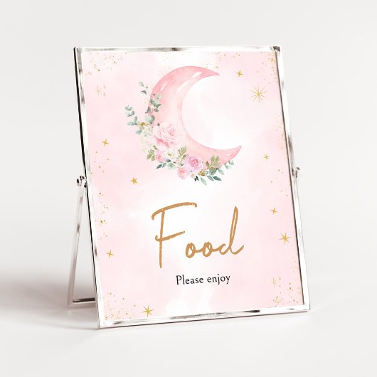 Pink Moon and Stars Baby shower Food Poster