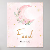 Pink Moon and Stars Baby shower Food Poster (Voorkant)