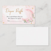 Pink Moon and Stars Baby shower Luier Raffle Informatiekaartje (Voorkant / Achterkant)